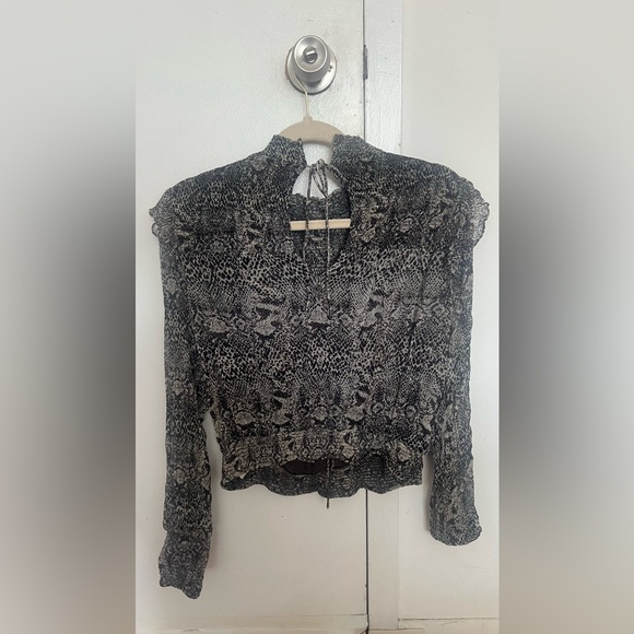 Free People Snake Print Sheer Blouse - Picture 4 of 5